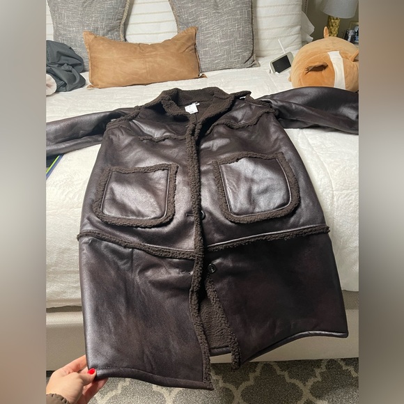 Women's Brown Shearling Coat - Picture 2 of 11